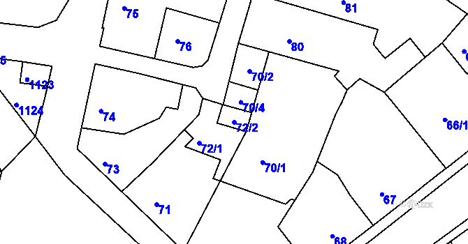 Parcela st. 72/2 v KÚ Chrást u Plzně, Katastrální mapa