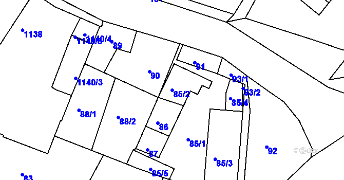 Parcela st. 85/2 v KÚ Chrást u Plzně, Katastrální mapa