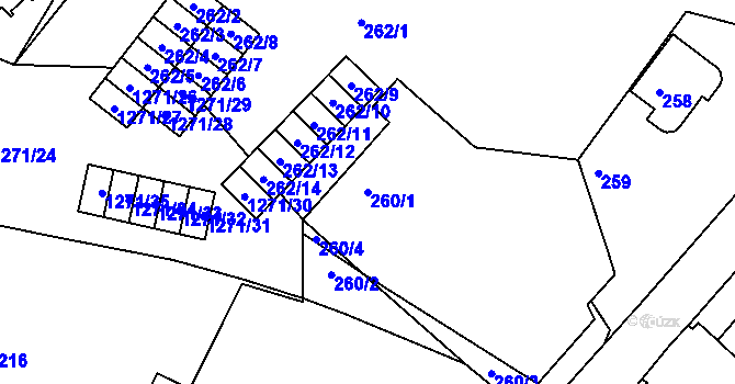 Parcela st. 260/1 v KÚ Chrást u Plzně, Katastrální mapa