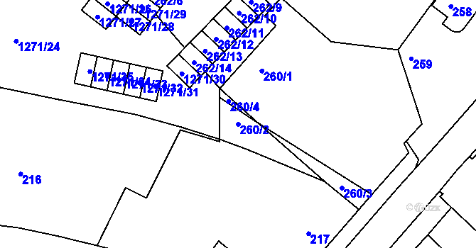 Parcela st. 260/2 v KÚ Chrást u Plzně, Katastrální mapa