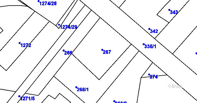 Parcela st. 267 v KÚ Chrást u Plzně, Katastrální mapa