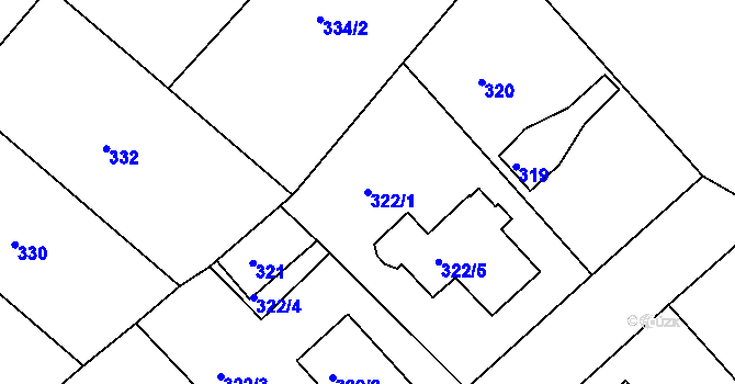 Parcela st. 322/1 v KÚ Chrást u Plzně, Katastrální mapa