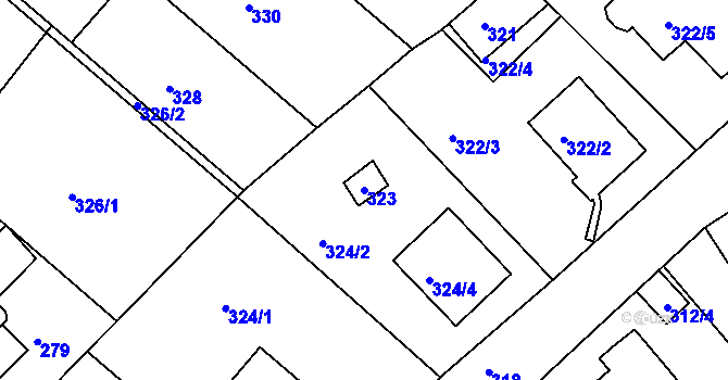 Parcela st. 323 v KÚ Chrást u Plzně, Katastrální mapa