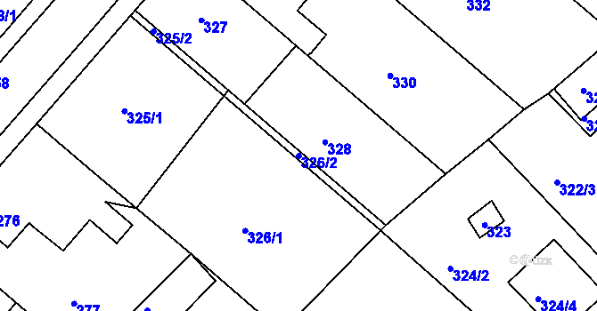 Parcela st. 326/2 v KÚ Chrást u Plzně, Katastrální mapa
