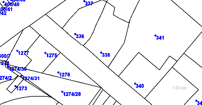 Parcela st. 338 v KÚ Chrást u Plzně, Katastrální mapa