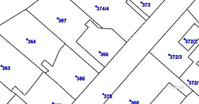 Parcela st. 366 v KÚ Chrást u Plzně, Katastrální mapa