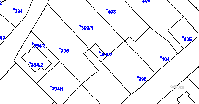 Parcela st. 399/2 v KÚ Chrást u Plzně, Katastrální mapa