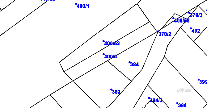 Parcela st. 400/3 v KÚ Chrást u Plzně, Katastrální mapa