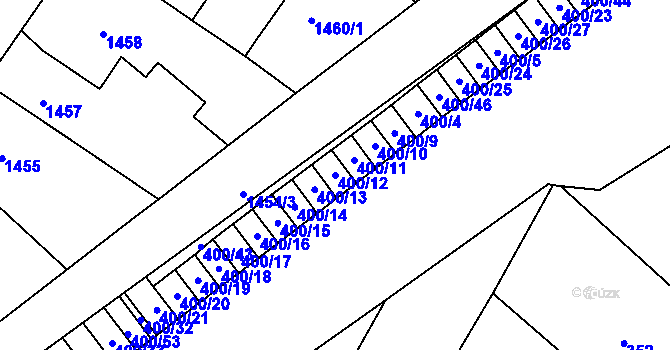 Parcela st. 400/12 v KÚ Chrást u Plzně, Katastrální mapa