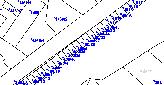 Parcela st. 400/26 v KÚ Chrást u Plzně, Katastrální mapa