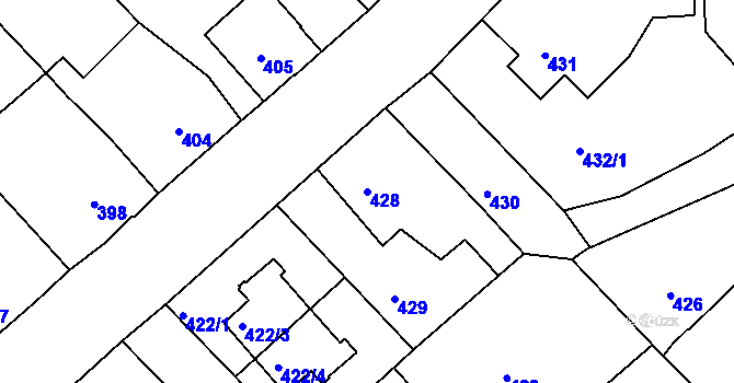 Parcela st. 428 v KÚ Chrást u Plzně, Katastrální mapa