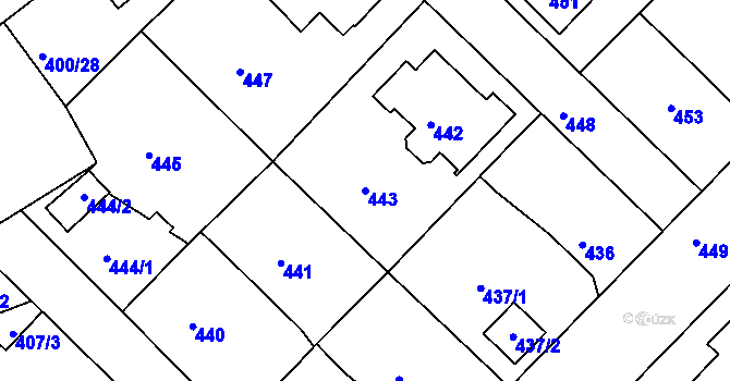 Parcela st. 443 v KÚ Chrást u Plzně, Katastrální mapa