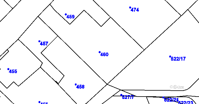 Parcela st. 460 v KÚ Chrást u Plzně, Katastrální mapa