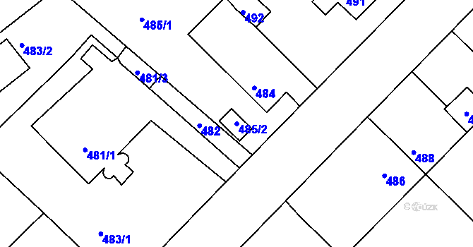 Parcela st. 485/2 v KÚ Chrást u Plzně, Katastrální mapa