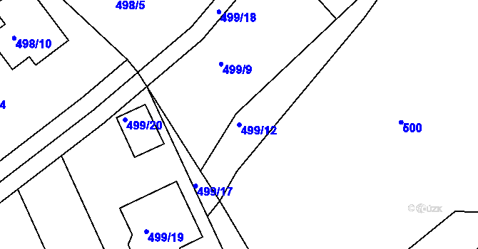 Parcela st. 499/12 v KÚ Chrást u Plzně, Katastrální mapa