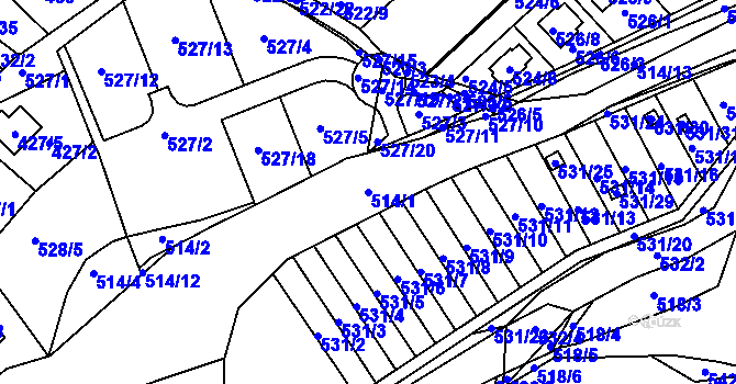 Parcela st. 514/1 v KÚ Chrást u Plzně, Katastrální mapa