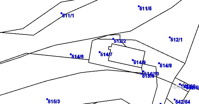 Parcela st. 514/7 v KÚ Chrást u Plzně, Katastrální mapa
