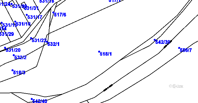 Parcela st. 518/1 v KÚ Chrást u Plzně, Katastrální mapa