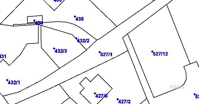 Parcela st. 527/1 v KÚ Chrást u Plzně, Katastrální mapa
