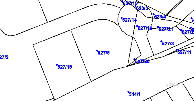 Parcela st. 527/5 v KÚ Chrást u Plzně, Katastrální mapa