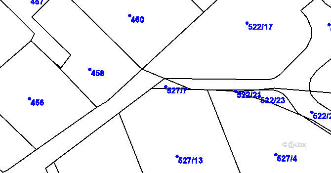 Parcela st. 527/7 v KÚ Chrást u Plzně, Katastrální mapa