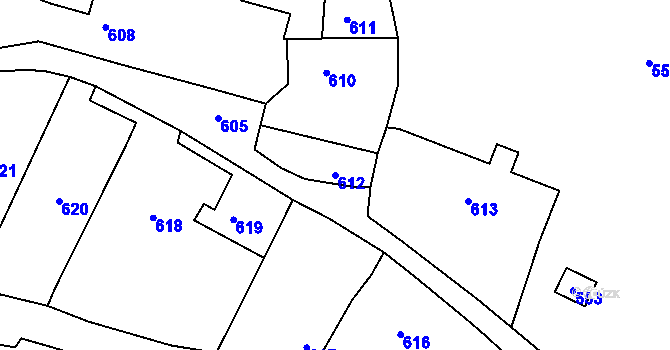 Parcela st. 612 v KÚ Chrást u Plzně, Katastrální mapa