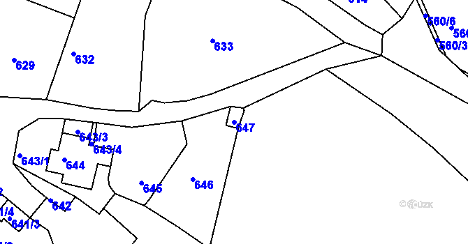 Parcela st. 647 v KÚ Chrást u Plzně, Katastrální mapa