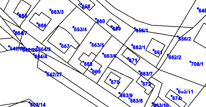 Parcela st. 663/6 v KÚ Chrást u Plzně, Katastrální mapa