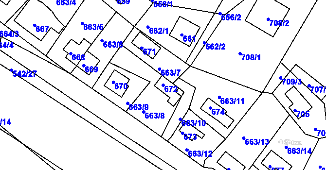 Parcela st. 672 v KÚ Chrást u Plzně, Katastrální mapa