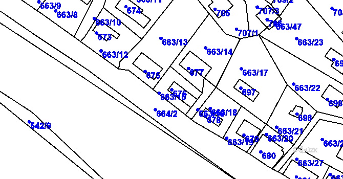 Parcela st. 676 v KÚ Chrást u Plzně, Katastrální mapa