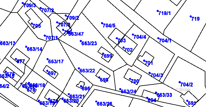 Parcela st. 699 v KÚ Chrást u Plzně, Katastrální mapa