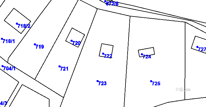 Parcela st. 722 v KÚ Chrást u Plzně, Katastrální mapa