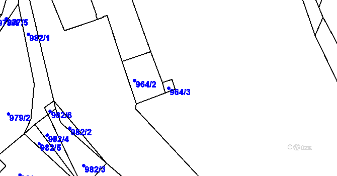 Parcela st. 964/3 v KÚ Chrást u Plzně, Katastrální mapa