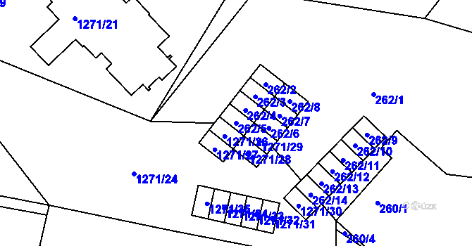 Parcela st. 262/5 v KÚ Chrást u Plzně, Katastrální mapa