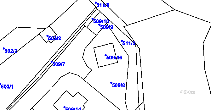 Parcela st. 509/16 v KÚ Chrást u Plzně, Katastrální mapa
