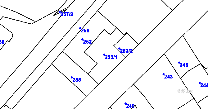 Parcela st. 253/1 v KÚ Chrást u Plzně, Katastrální mapa