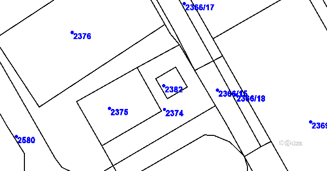 Parcela st. 2382 v KÚ Chrást u Plzně, Katastrální mapa