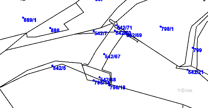 Parcela st. 542/67 v KÚ Chrást u Plzně, Katastrální mapa