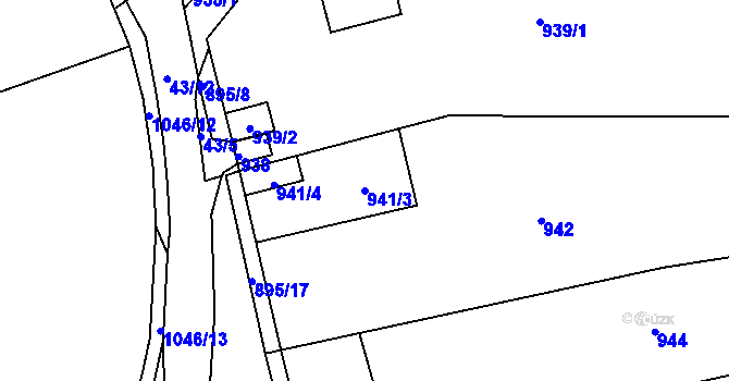 Parcela st. 941/3 v KÚ Chrást u Plzně, Katastrální mapa