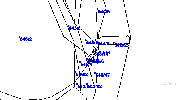 Parcela st. 543/14 v KÚ Chrást u Plzně, Katastrální mapa