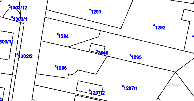 Parcela st. 2648 v KÚ Chrást u Plzně, Katastrální mapa