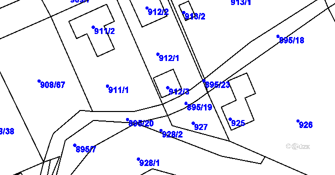 Parcela st. 912/3 v KÚ Chrást u Plzně, Katastrální mapa