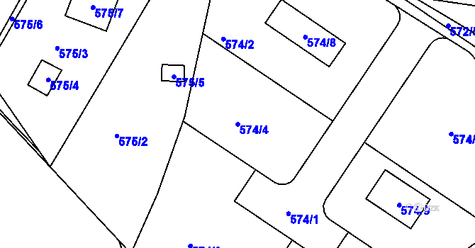 Parcela st. 574/4 v KÚ Chrást u Plzně, Katastrální mapa