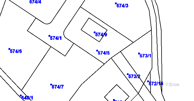 Parcela st. 574/5 v KÚ Chrást u Plzně, Katastrální mapa