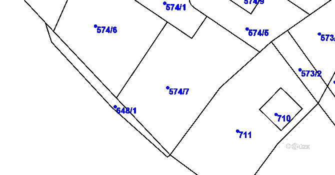 Parcela st. 574/7 v KÚ Chrást u Plzně, Katastrální mapa