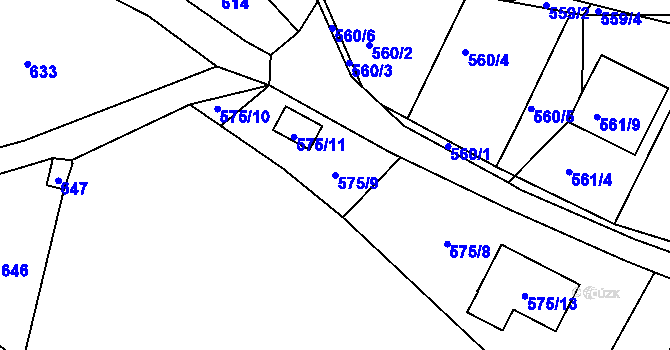 Parcela st. 575/9 v KÚ Chrást u Plzně, Katastrální mapa