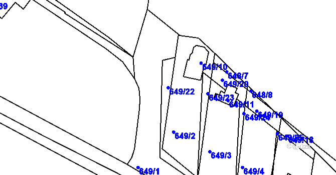 Parcela st. 649/22 v KÚ Chrást u Plzně, Katastrální mapa