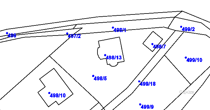 Parcela st. 498/13 v KÚ Chrást u Plzně, Katastrální mapa