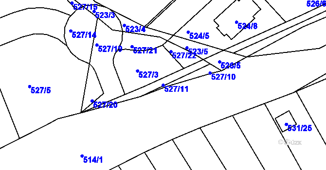 Parcela st. 527/11 v KÚ Chrást u Plzně, Katastrální mapa
