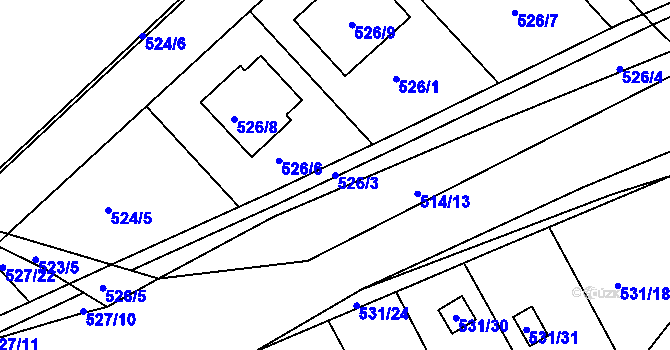 Parcela st. 526/3 v KÚ Chrást u Plzně, Katastrální mapa
